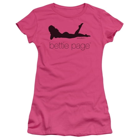 Bettie Page Girl - Bettie Page - Fashion Logo - Juniors Teen Girls Cap Sleeve Shirt - Large