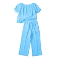thumbnail image 6 of Maqroz Women 2 Piece Outfits Sets Summer Solid Loose Short Sleeve Crew Neck Top and Pants Set Drawstring Casual Vacation Travel 2026 Sky Blue S, 6 of 6