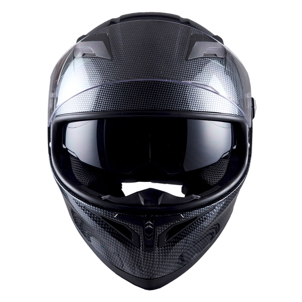 1Storm Motorcycle Full Face Helmet Street Bike Dual Visor/Sun Shield N-HJK316 Carbon Fiber Black