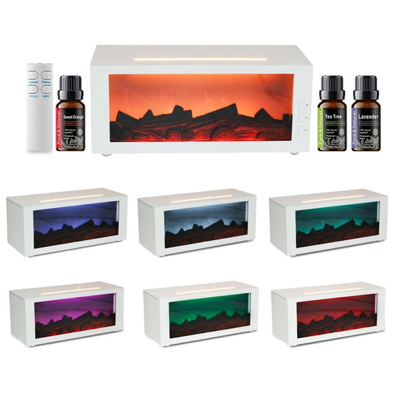300ml Fireplace flame Aromatherapy Diffuser For Essential Oil White fake fireplace For Gift