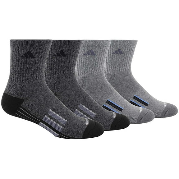 Adidas Men's 4 Pack Performance High Quarter Socks 6-12 Black Grey