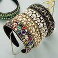 thumbnail image 4 of Diadema acolchada con diamantes de imitación, diademas adornadas con cristales barrocos, diademas con cuentas de colores, accesorio de aro para el cabello con joyas de moda, 4 of 5