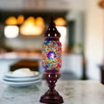 thumbnail image 6 of Turkish Cylinder Table Lamp Mosaic Glass Accent Boho Lamps Moroccan Lantern Red Purple Star, 6 of 7