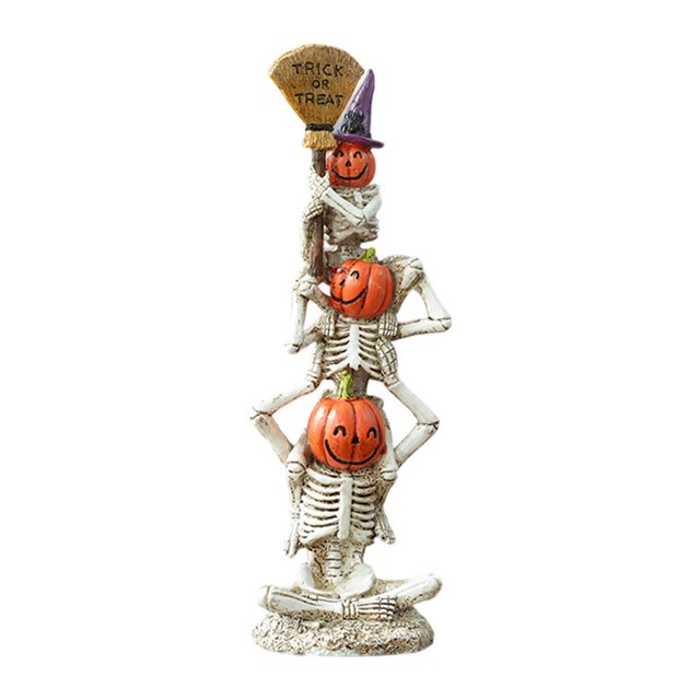Estatua de calabaza de esqueleto de Halloween, colección de esculturas de resina, decoración de Halloween para fiestas, sala de estar y oficina.
