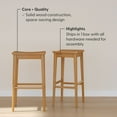 thumbnail image 2 of Plank+Beam 30" Bar Stool, Set of 2 Solid Wood Modern Kitchen Stools, Saddle Seat Backless Bar Height Chair with Metal Footrest, Pecan, 2 of 10