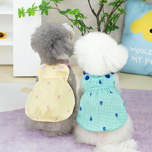 CBFFDC Robe pour Chien Type Bretelles Classique à Carreaux Mode Imprimé Texture Douce Toucher Peau Confortable Vêtements pour Chiot Princesse