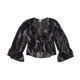 thumbnail image 1 of bar III Blusa floral para mujer, negro, extra pequeña, 1 of 2