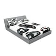 thumbnail image 2 of Ambesonne Modern Fitted Sheet & Pillow Sham Set, Contemporary Sport Cars Art, Full, Pale Sage Green White, 2 of 2