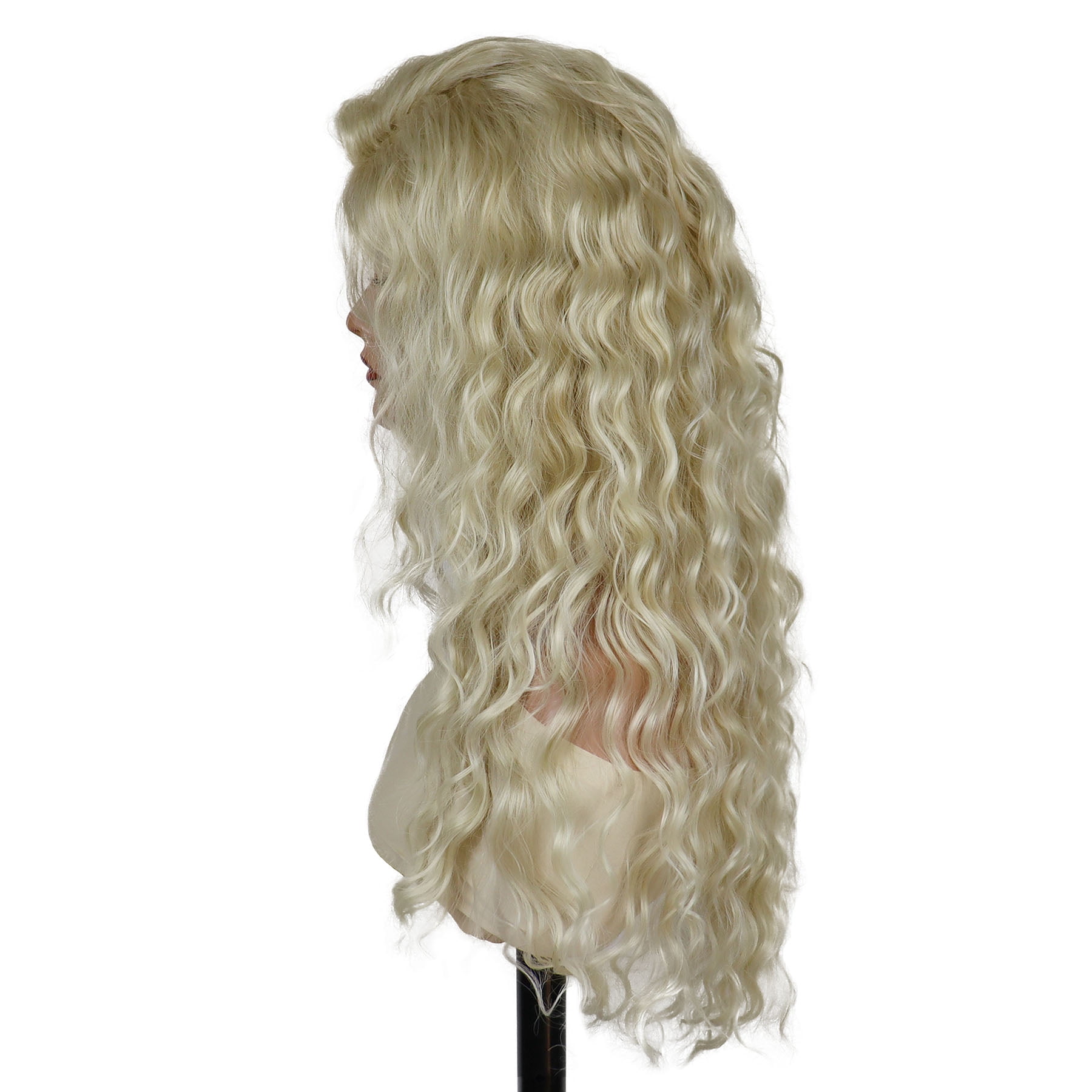 28 inch Long Blonde Curly Wigs for Women #613 Color Full Wig in Synthetic Hair