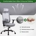 thumbnail image 3 of Walsunny Ergonomic Mesh Office Chair with Adjustable Headrest, Breathable High Back Mesh Computer Desk Chair with 360°Swivel Rolling Wheels, suitable for Home Office Workspace, Gray, 3 of 9