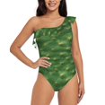 thumbnail image 2 of Picia Cactus 3 Pattern Women's One Piece Swimsuits,One Shoulder Swimwear Asymmetric ,Ruffle Monokinis Bathing Suits,High Waisted Flattering Bathing Suits-Medium, 2 of 8