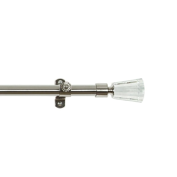 Royale Window Curtain Rods by Achim | Elite Crystal Urn Finial with Adjustable Metal Curtain Rod Finial Set - 48" to 86"