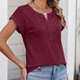 thumbnail image 7 of Endives Women Short Sleeve T Shirts Casual Blouses V Neck Bohemian Staly Tops Spring Summer Trendy Wine, 7 of 7