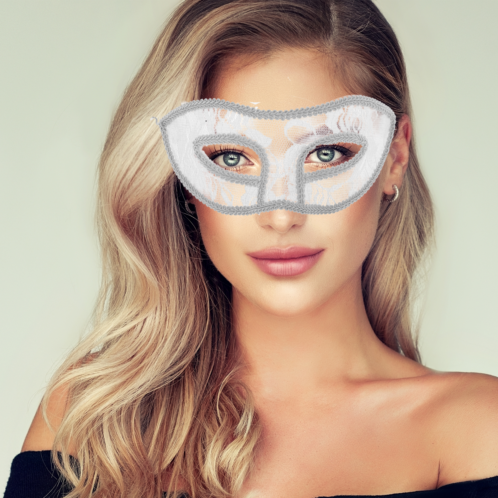 Unique Bargains Elegant Lace Half Face Party Mask for Parties White