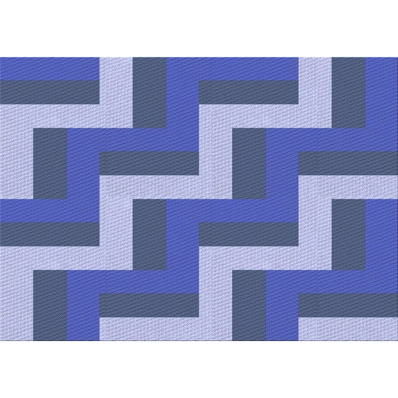 Ahgly Company Indoor Rectangle Patterned Denim Blue Area Rugs, 7' x 9'