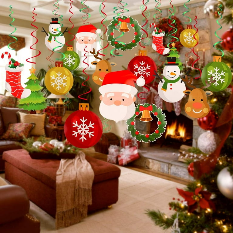 30-Piece Christmas Hanging Swirl Decorations - Foil Streamers For Tree & Ceiling Decor