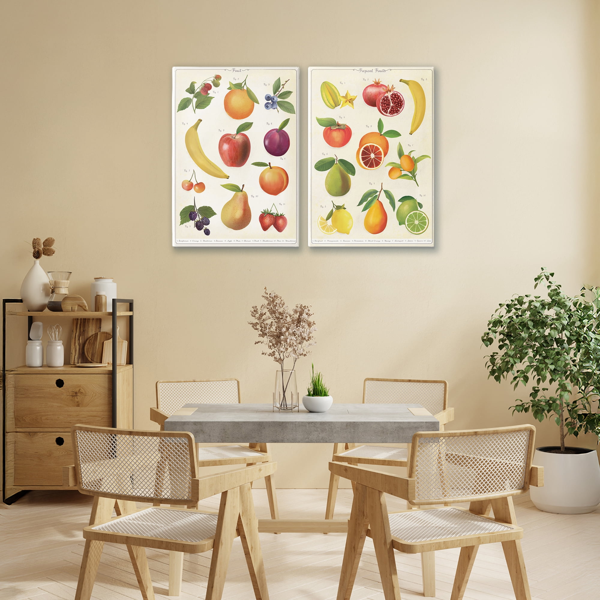 Stupell Industries Kitchen Studies Fruit 2 Piece Canvas Wall Art Set, design by Diane Neukirch
