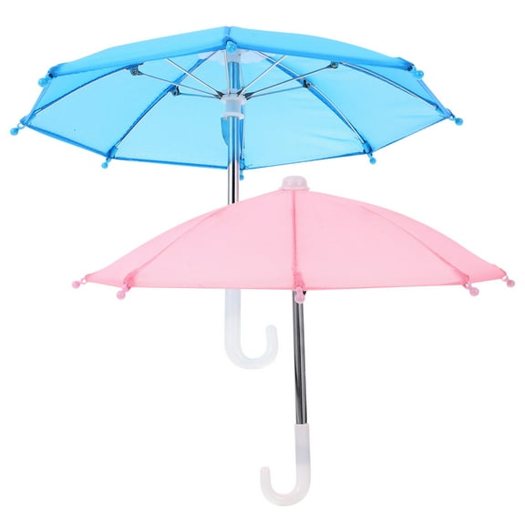 Raindrops Set of 2 Miniature Doll Umbrellas in Alloy, Realistic Design for Collectors and Decorative Display