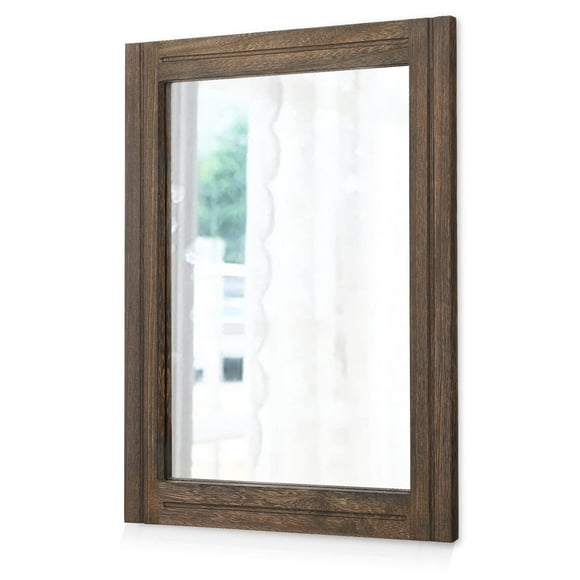 AAZZKANG Rustic Large Wood Mirror 26"x18" Rectangle Decorative Wall Mirror with Frame Bedroom Living Room Bathroom Farmhoue Mirror