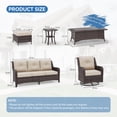 thumbnail image 5 of ALAULM 7PCS Rattan Patio Furniture Set, Wicker Outdoor Sofa Set w/2 Swivel Rocking Chairs, 2 coffee tables of different sizes, 2 Ottomans, Sand, 5 of 8
