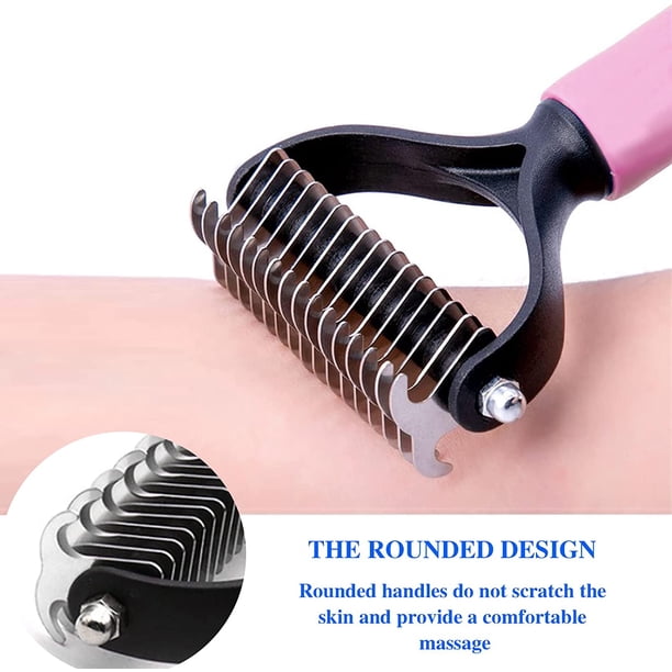 Cepillo para gatos o cepillo para perros de pelo largo para el aseo, cepillo para el pelo de mascotas Cuchillas desenredantes dobles para eliminar los nudos de la capa interior y cepillar a su mascota de forma segura rosa LingWen 8390606656728