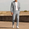 thumbnail image 2 of ZToonmas Men's 2 Piece Suit Set Solid Color Button Front Blazer with Notch Lapel and Pants with Pockets Casual formal Outfit, 2 of 7