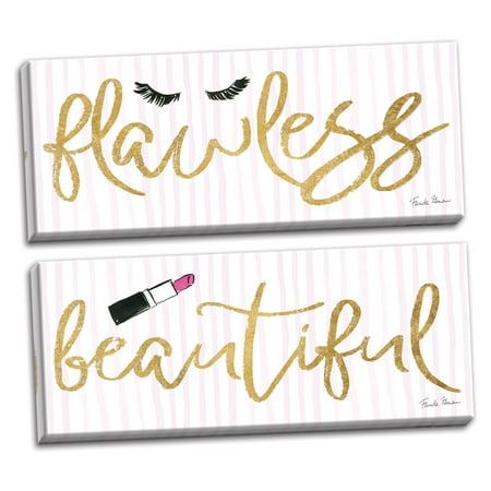 Glam Wall Decor Gango Home Decor Glam Think Pink II & IV Gold by Farida Zaman (Ready to Hang); Two 36x12in Hand-Stretched Canvases ()