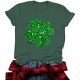 thumbnail image 5 of Dark Green Sparkle T Shirt St Patricks Day Glitter Clover Graphic Tees Short Sleeve Black Tops Elegant Irish Blouse, 5 of 6