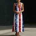 thumbnail image 6 of QUNYINEY Summer Sundresses for Women Sleeveless Cotton Linen Long Independence Day Tank Dress Loose Fit Casual Patriotic V-Neck Dresses, 6 of 8