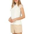 thumbnail image 4 of Allegra K Women's Ruffle Neck Mesh Panel Keyhole Back Cap Sleeve Blouse, 4 of 6