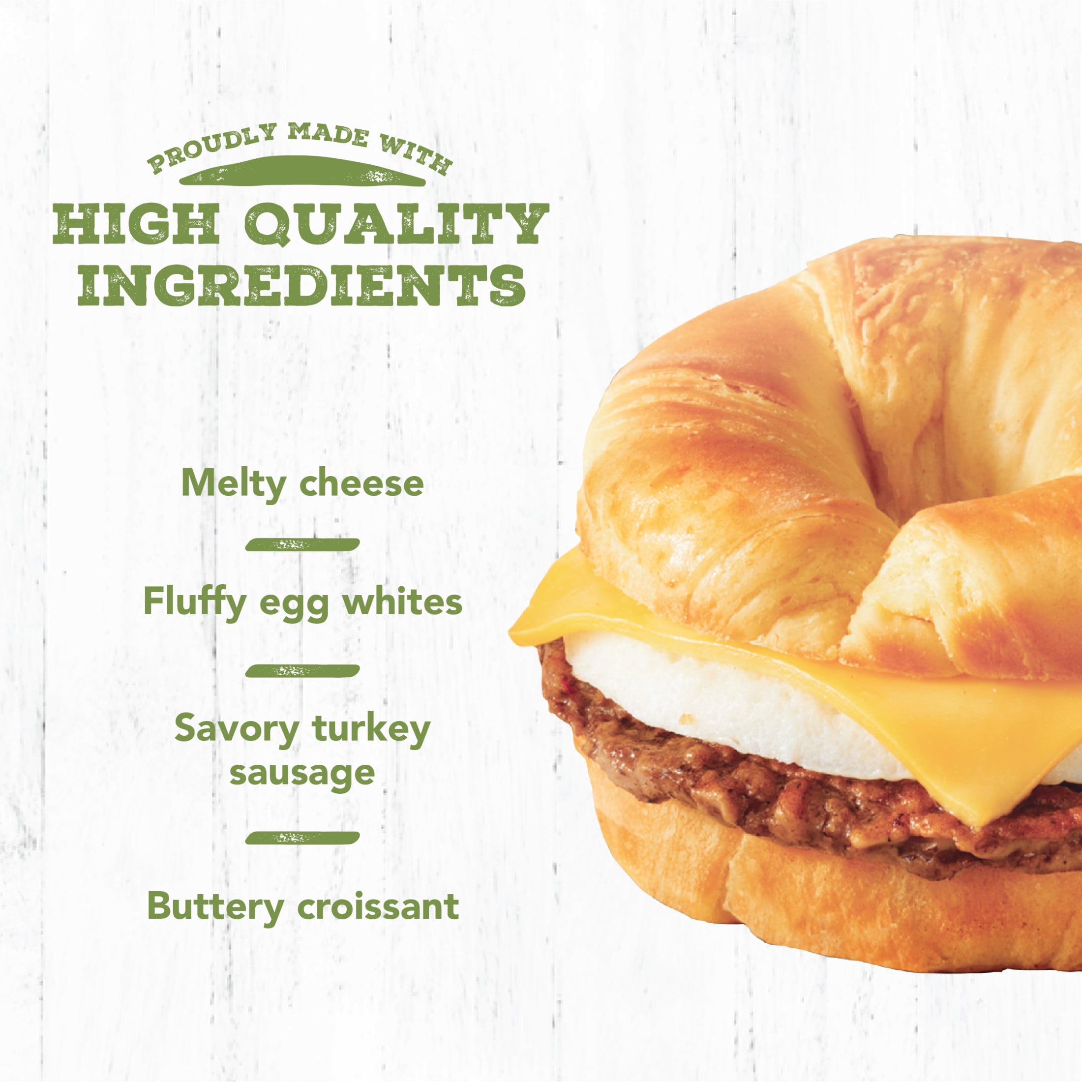 Jimmy Dean Delights Turkey Sausage, Egg White & Cheese Croissant Sandwich, 19.2 oz, 4 Count (Frozen)