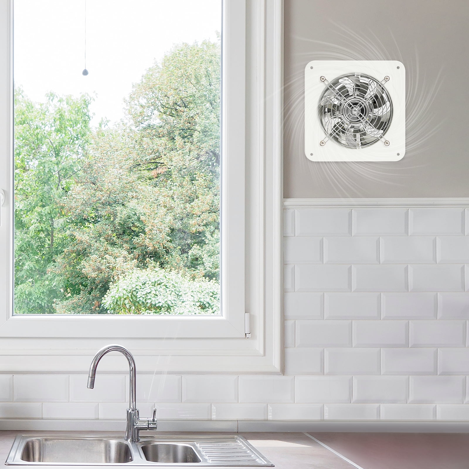 Ventilation Fan White 6" Exhaust Fan Wall Mounted for Kitchen Bathroom