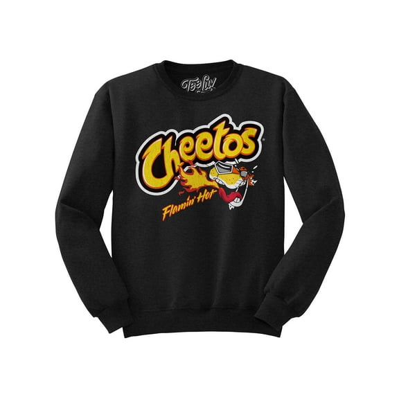 Tee Luv Men's Faded Flamin' Hot Cheetos Snack Logo Crewneck Sweatshirt (M)
