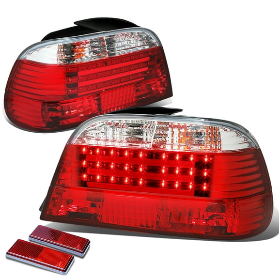 DNA Motoring TL-E3895-LB-RD-CL For 1995 to 2001 BMW E38 7 -Series Pair of Clear Lens Red LED Rear Brake Signal Tail Light 96 97 98 99 00