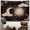 thumbnail image 2 of Sun and Moon Tapestry, Aesthetic Black Dark Spiritual Tapestries Mystic Burning Sun with Clouds Star Wall Hanging decor for Bedroom, 2 of 7
