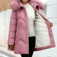 thumbnail image 3 of Scyoekwg Womens Coats Outerwear Winter Winter Zipper Plus Thickened Fleece Warm Jacket Long Cotton Coat Solid Color Outwear Casual Loose Long Sleeve Outerwear (Pink,XXXXXXL), 3 of 6