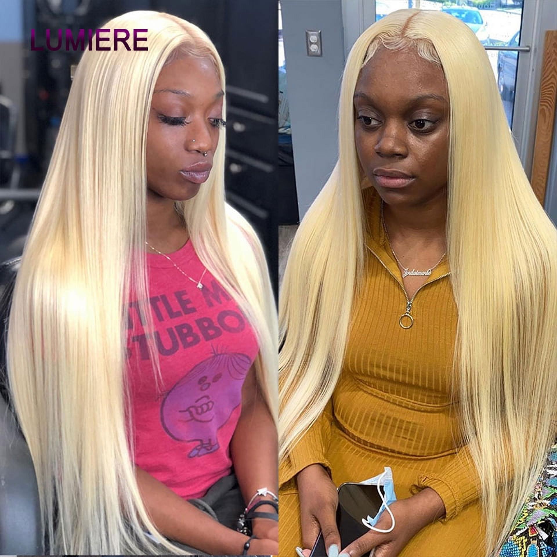 22 Inch Blonde Lace Front Wig Human Hair Bone Straight Human  display picture 1