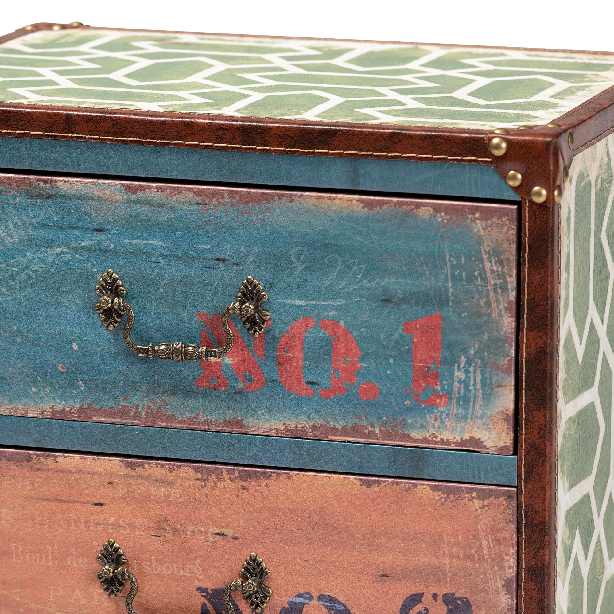 Baxton Studio Amandine Multicolor 4-Drawer Accent Cabinet Vintage Rustic French Style