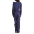 thumbnail image 2 of Blis Adult Womens Satin Trim Long Sleeve Sleep Cotton Pajama Pant Set, 2 of 3