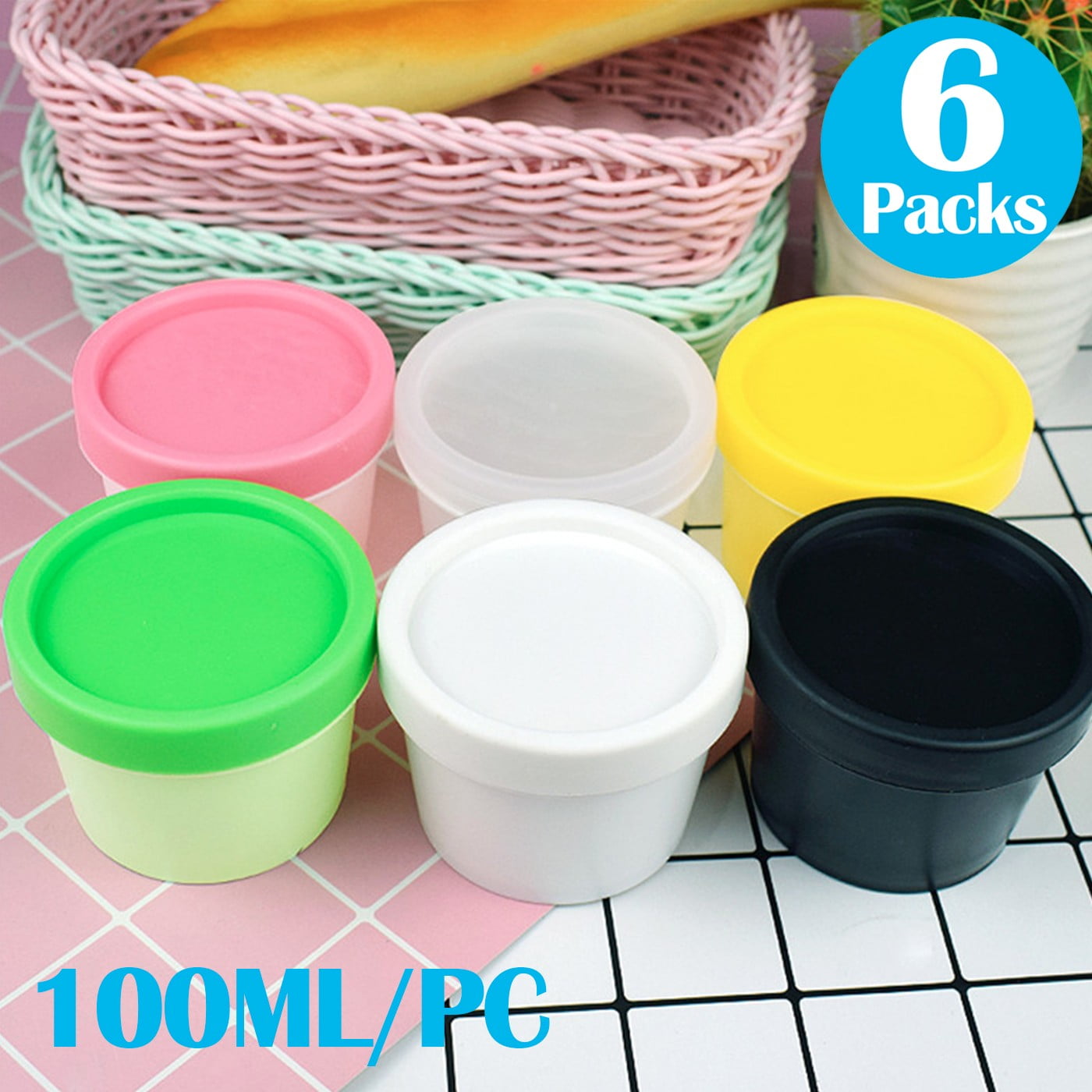 Slime Containers 3 5oz 100ml Plastic Cosmetic Traveling Slime Containers 3 5oz 100ml Plastic Cosmetic Traveling Favor Jars Wide Mouth Storage W Lids For Diy Making Com