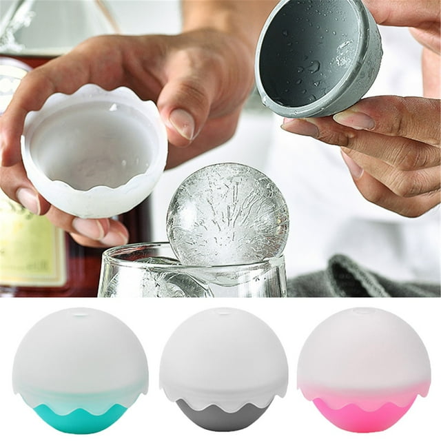Whiskey Ice Ball Maker - Moldes reutilizables de silicona en pack de 2 para cubitos de hielo esféricos que se derriten lentamente, 6,5x4,5cm