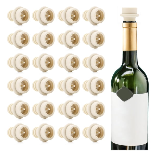 Tapones de Vino al Vacío WOTOR Conservador de Vino 24 Piezas Crema