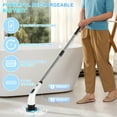 thumbnail image 6 of Electric Spin Scrubber - Cordless Cleaning Brush with 8 Heads & Long Handle Power Shower Scrubber for Bathroom Kitchen Tile Floor, White, 6 of 6