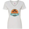 thumbnail image 3 of Inktastic Aruba Vacation Sunset Women's V-Neck T-Shirt, 3 of 5