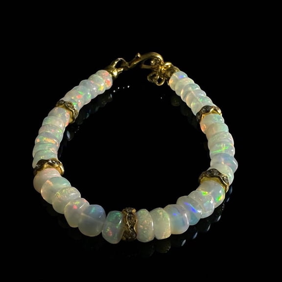 White Opal Bracelet: Handmade Ethiopian Gemstone Jewelry