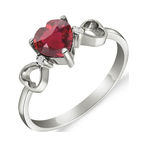 Galaxy Gold 1.01 ct 14k Solid White, Rose Yellow Gold The Heart of Hearts Ruby & Diamond Ring 4341 (White-Gold, 7.5)