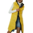 thumbnail image 4 of Women Sleeveless Long Vest Outwear Slim-Fit Zipper-Up Hooded Thick Pockets Cotton Down Jacket Coat, 4 of 8