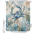 thumbnail image 2 of Shower Curtains for Bathroom, Coastal Crab Waterproof Fabric Shower Curtain, Vintage Summer Beach Coral Ocean Decorative Bathroom Curtain for Bathtub, 72"x72", No Hooks Included, 2 of 9