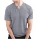 thumbnail image 1 of Camisas de Verano Casuales de Manga Corta de los Hombres Color Sólido V-Cuello Blusa de Fitness, 75% Poliéster 20% Rayón 5% Spandex, 1 of 7