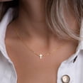 thumbnail image 5 of Turandoss 14K Gold Plated Dainty Tiny Cross Choker Pendant Necklace for Women Faith Jewelry Trendy Personalizedt First Communion Christian Religious Gifts for Her Girls, 5 of 7